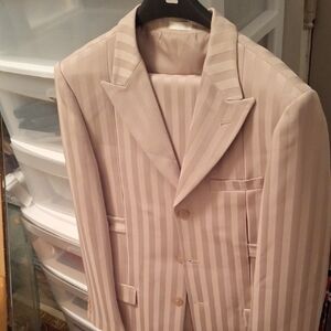 Boys Tan Striped Suit